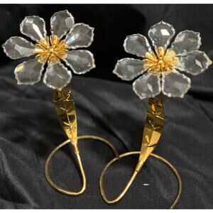 Asfour Egyptian Diamond Crystal Flower 24K Gold-Plated - Set of 2 - 7" READ